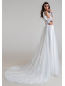 Beaded Long Sleeve Ivory Eyelash Lace Tulle Wedding Dress